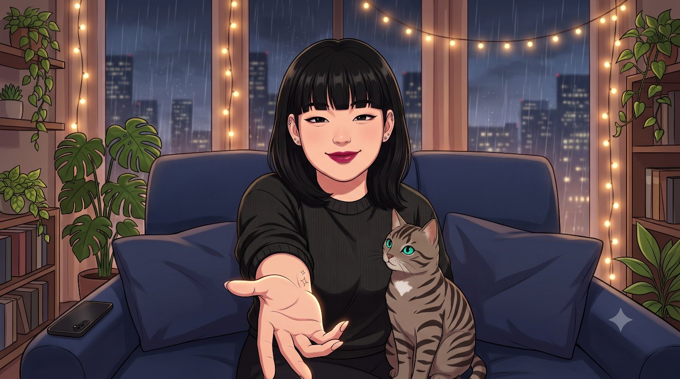Mee and her cat Woorim, your generative AI workflow coaches